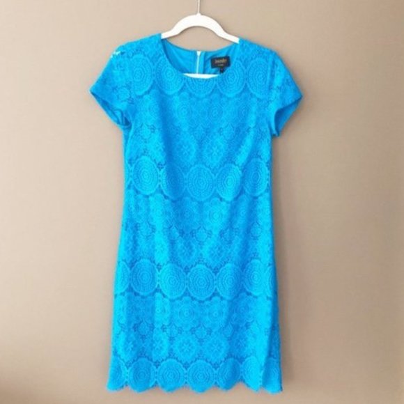 Laundry by Shelli Segal Blue Lace Eyelet Medallion Shift Dress Azul Blue 6 - Picture 2 of 10